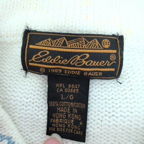 90s Eddie Bauer Cardigan Sweater Lamb Sheep Heart Duck Flower Granny Grandma L - Picture 8 of 9